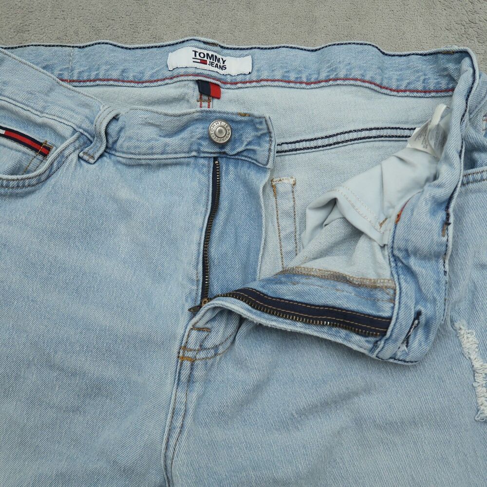 Tommy Jeans Mens Size 36x32 Blue Relaxed Straight Stretch Light Wash Distressed - Picture 5 of 16